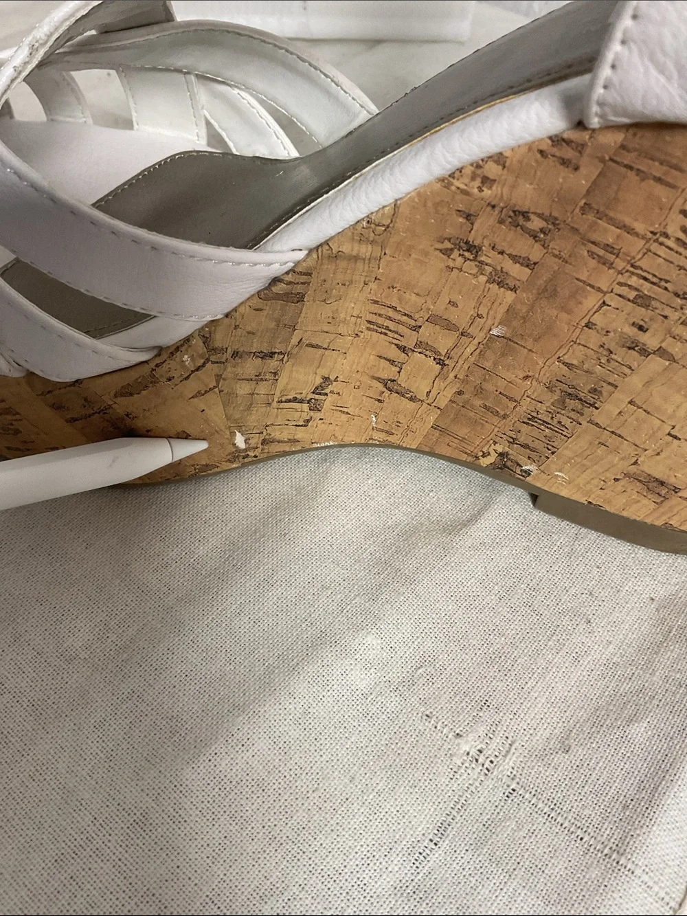 Brash White Strappy Cork Wedge Sandals Size 9 NWT